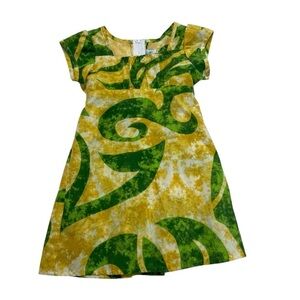 Kala Hawaii girls Hawaiian summer dress yellow green size 4